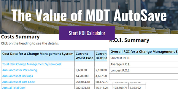 MDT Software Releases an Online Version of the AutoSave Return on Investment Calculator