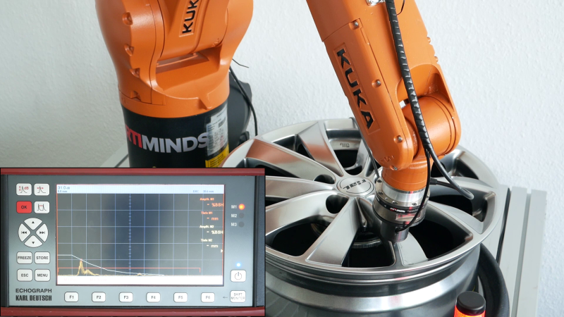 Robot-supported ultrasonic defect testing and quality control