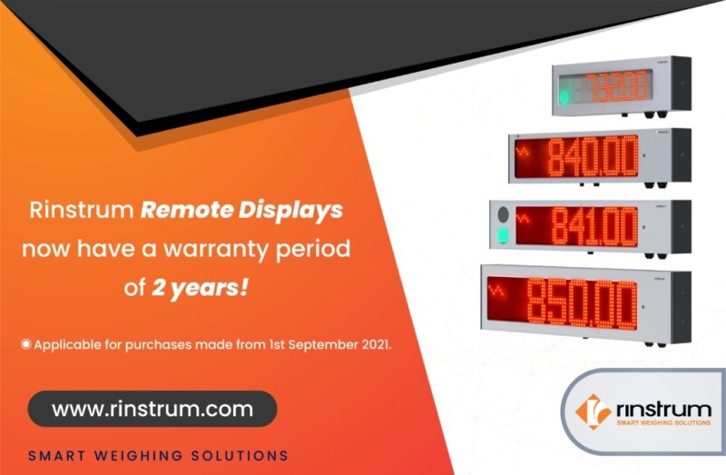 Rinstrum Remote Displays Now Have a Warranty Period of 2 Years