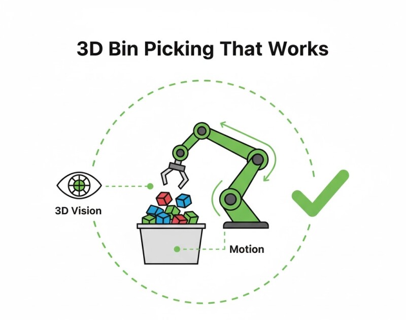 3D Bin Picking That Works: Vision, Motion, and Grippers