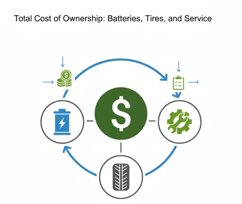 Total Cost of Ownership: Batteries, Tires, and Service
