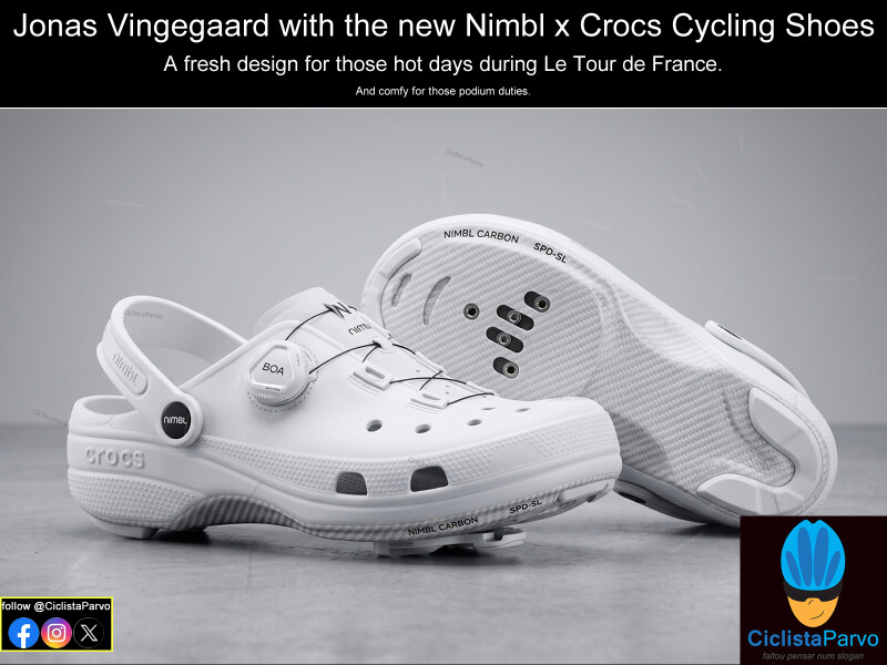 Jonas Vingegaard with the new Nimbl x Crocs Cycling Shoes
